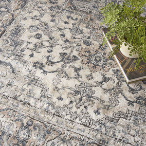 Homeroots 4' X 6' Ivory And Grey Oriental Power Loom Non Skid Area Rug  Polypropylene 480256