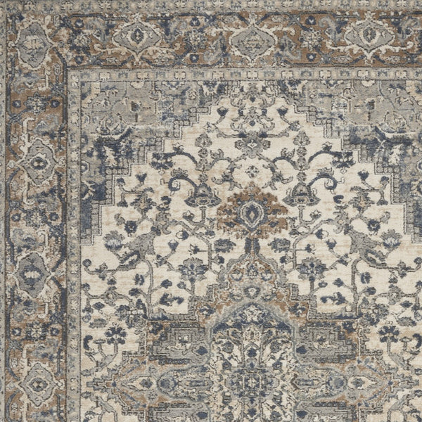 Homeroots 4' X 6' Ivory And Grey Oriental Power Loom Non Skid Area Rug  Polypropylene 480256