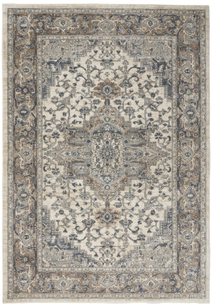 Homeroots 4' X 6' Ivory And Grey Oriental Power Loom Non Skid Area Rug  Polypropylene 480256