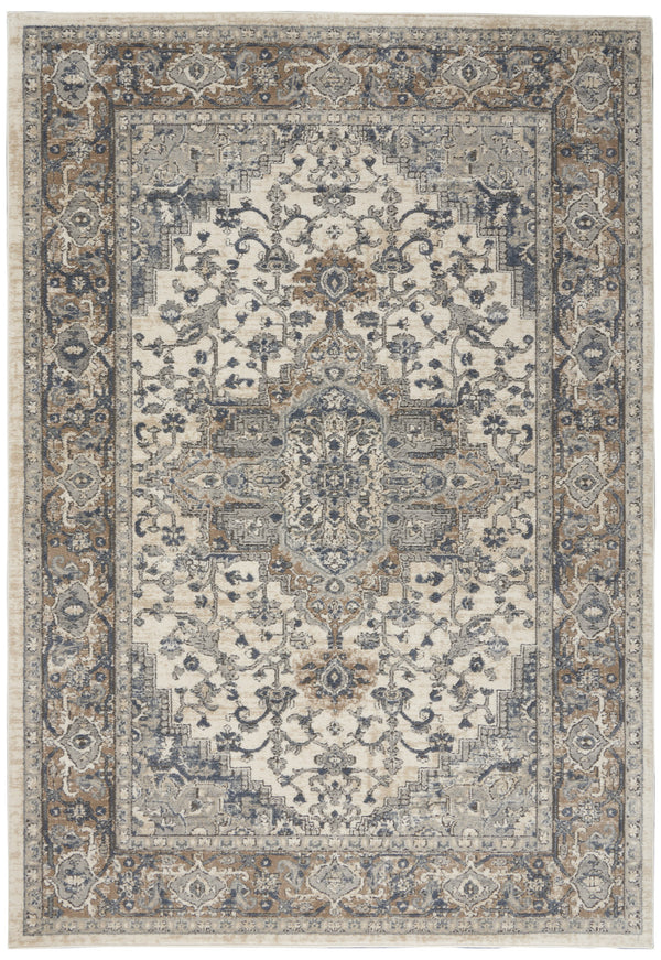Homeroots 4' X 6' Ivory And Grey Oriental Power Loom Non Skid Area Rug  Polypropylene 480256