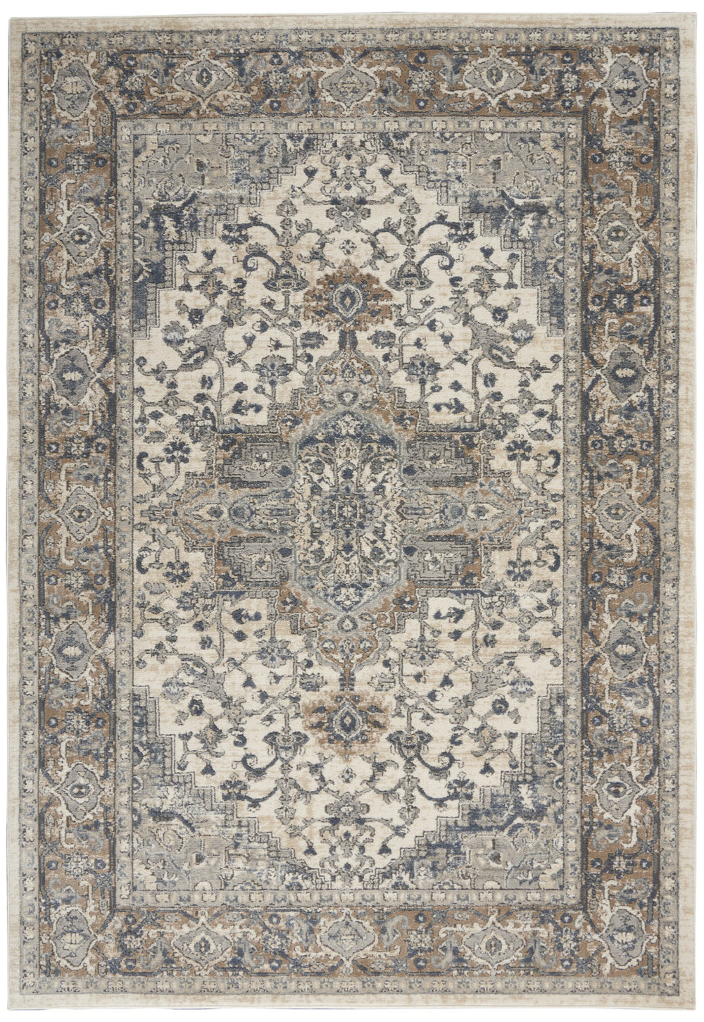 Homeroots 4' X 6' Ivory And Grey Oriental Power Loom Non Skid Area Rug  Polypropylene 480256