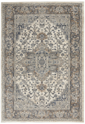 Homeroots 4' X 6' Ivory And Grey Oriental Power Loom Non Skid Area Rug  Polypropylene 480256