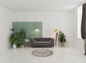 Homeroots 5' X 5' Ivory And Grey Round Oriental Non Skid Area Rug  Polypropylene 480258