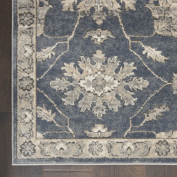 Homeroots 4' X 6' Blue And Beige Oriental Power Loom Non Skid Area Rug  Polypropylene 480264