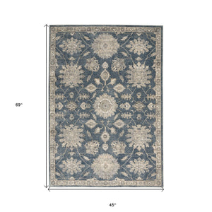 Homeroots 4' X 6' Blue And Beige Oriental Power Loom Non Skid Area Rug  Polypropylene 480264