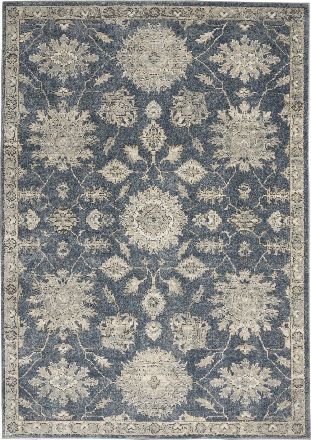Homeroots 4' X 6' Blue And Beige Oriental Power Loom Non Skid Area Rug  Polypropylene 480264