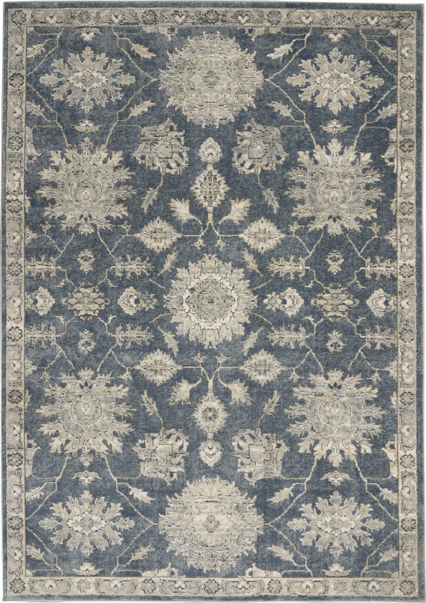 Homeroots 4' X 6' Blue And Beige Oriental Power Loom Non Skid Area Rug  Polypropylene 480264