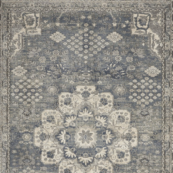 Homeroots 4' X 6' Grey And Ivory Oriental Power Loom Non Skid Area Rug  Polypropylene 480273