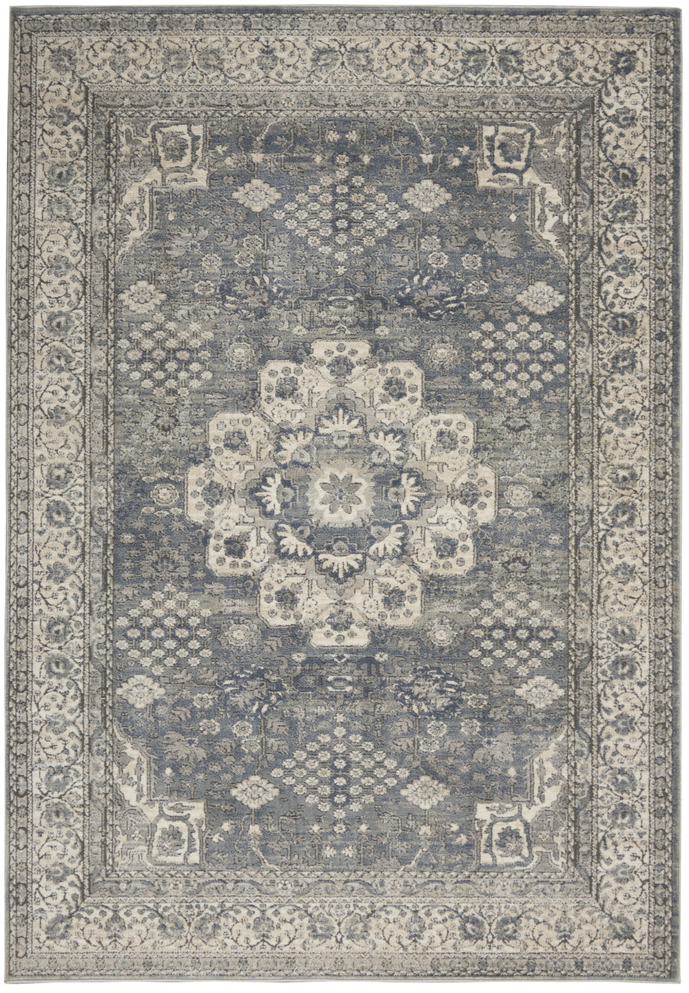 Homeroots 4' X 6' Grey And Ivory Oriental Power Loom Non Skid Area Rug  Polypropylene 480273