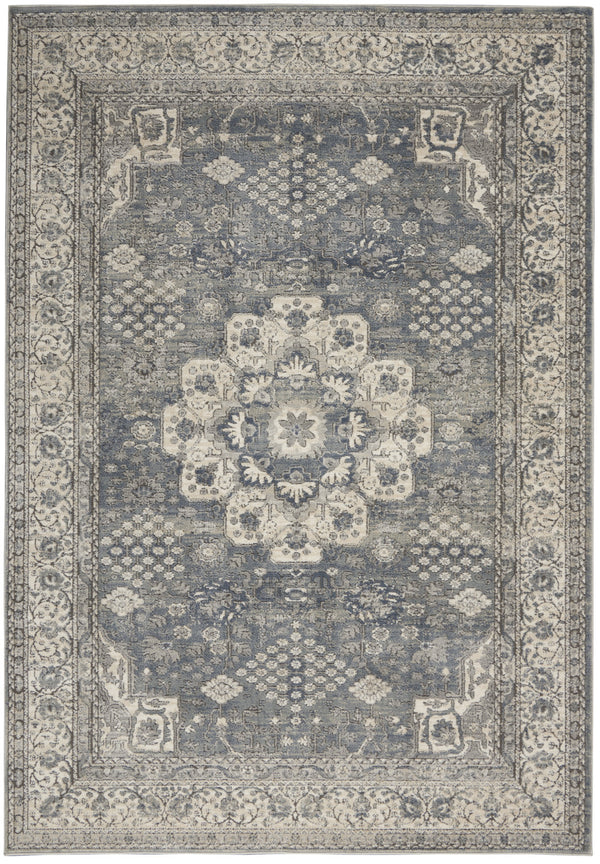 Homeroots 4' X 6' Grey And Ivory Oriental Power Loom Non Skid Area Rug  Polypropylene 480273