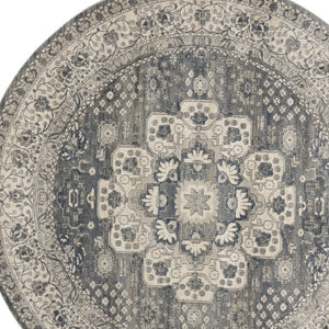 HomeRoots 8' Grey and Ivory Oriental Power Loom Area Rug - Contemporary Design with Non-Skid Backing 8' Round Round 480277