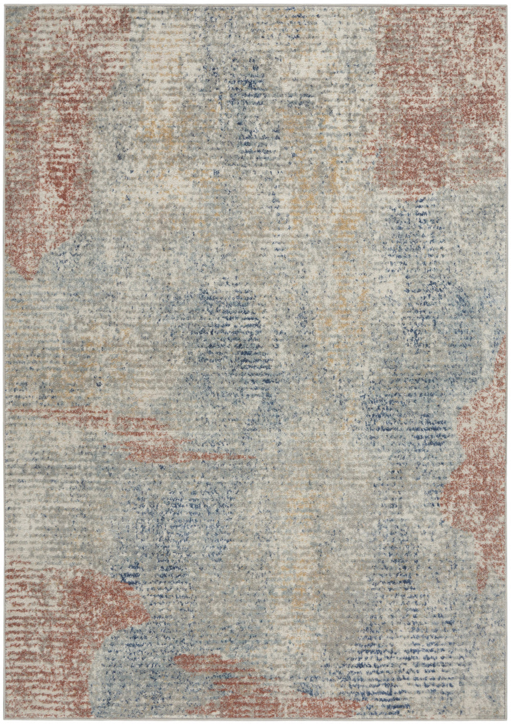 Homeroots 5' X 7' Ivory Abstract Power Loom Distressed Non Skid Area Rug  Polypropylene 480291
