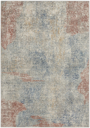 Homeroots 5' X 7' Ivory Abstract Power Loom Distressed Non Skid Area Rug  Polypropylene 480291