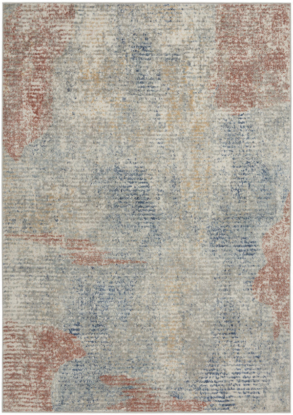 Homeroots 5' X 7' Ivory Abstract Power Loom Distressed Non Skid Area Rug  Polypropylene 480291