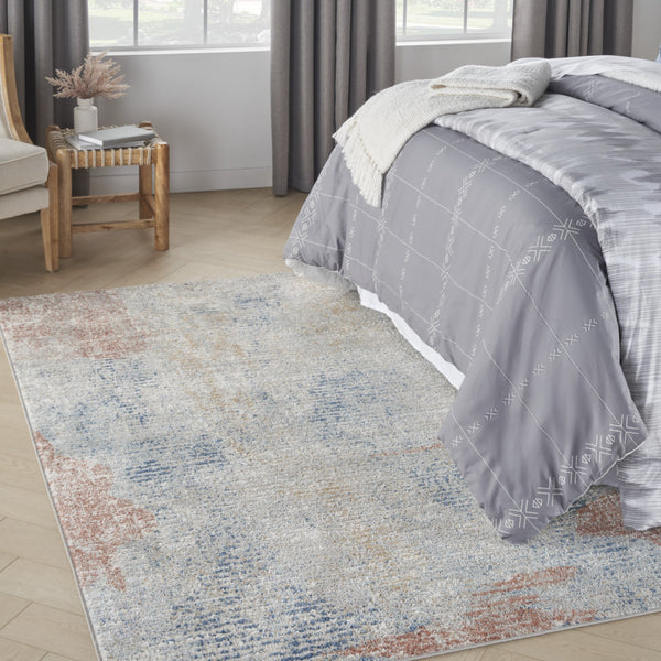 Homeroots 5' X 7' Ivory Abstract Power Loom Distressed Non Skid Area Rug  Polypropylene 480291