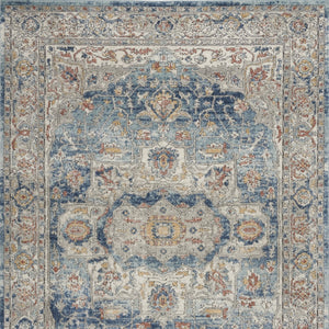 Homeroots 4' X 6' Ivory And Blue Oriental Power Loom Non Skid Area Rug  Polypropylene 480295