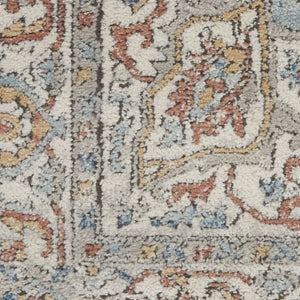 HomeRoots 5' Elegant Ivory and Blue Oriental Area Rug - Durable, Non-Skid Design for High-Traffic Spaces 5' X 7' 480296