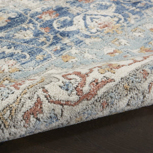 HomeRoots 5' Elegant Ivory and Blue Oriental Area Rug - Durable, Non-Skid Design for High-Traffic Spaces 5' X 7' 480296