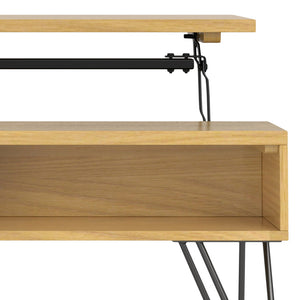 English Elm Hunter Lift Top Coffee Table with Spacious Storage, Solid Wood Veneer Finish, Handcrafted Durability Oak B136P203445