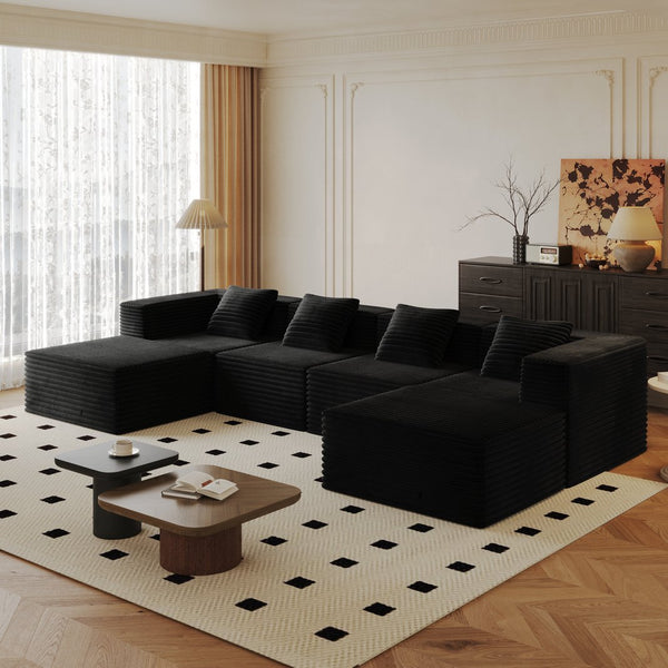 English Elm Modular Sectional Couches For Versatile Living Rooms - Deep Seat Comfort, Memory Foam & Ottomans! W3434S00020