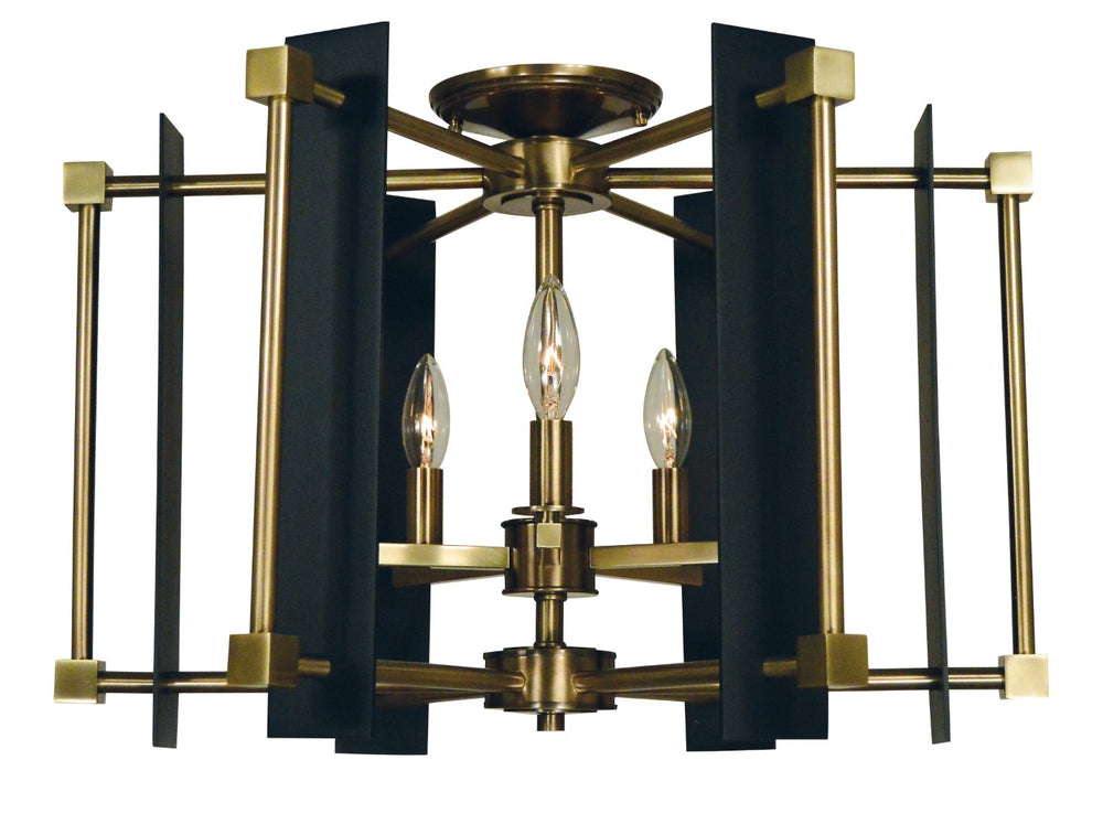 Framburg 5-light Brushed Bronze Compass Flush Mount: Elevate Your Space With Elegant Style And Design Antique Brass With Matte Black Accents Metal 4803 Ab/Mblack
