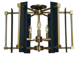 Framburg 5-light Brushed Bronze Compass Flush Mount: Elevate Your Space With Elegant Style And Design Antique Brass With Matte Black Accents Metal 4803 Ab/Mblack