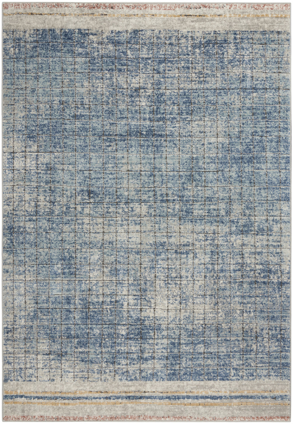 Homeroots 5' X 7' Blue Abstract Power Loom Distressed Non Skid Area Rug  Polypropylene 480305