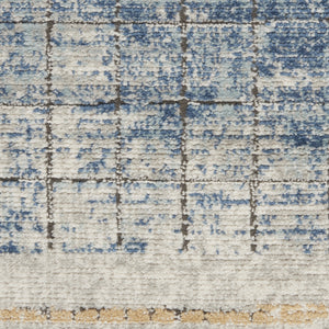 Homeroots 5' X 7' Blue Abstract Power Loom Distressed Non Skid Area Rug  Polypropylene 480305