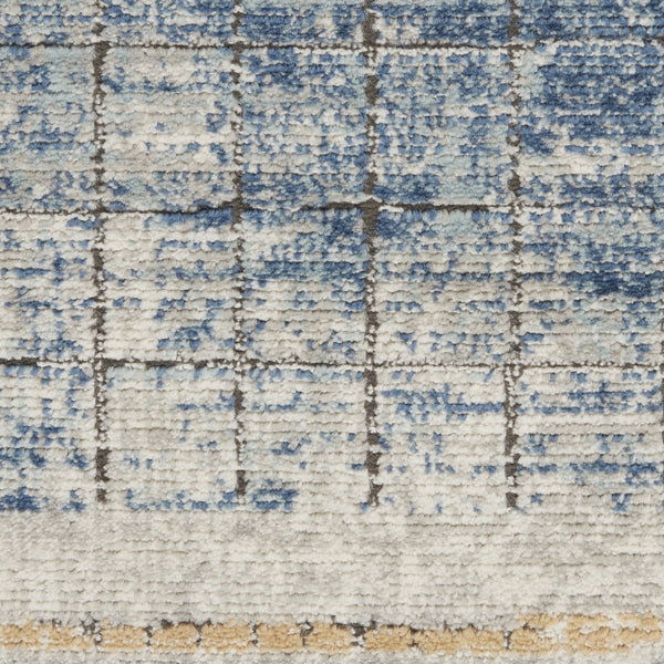Homeroots 5' X 7' Blue Abstract Power Loom Distressed Non Skid Area Rug  Polypropylene 480305