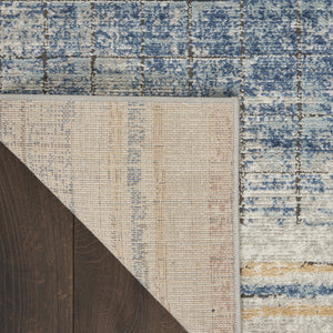 Homeroots 5' X 7' Blue Abstract Power Loom Distressed Non Skid Area Rug  Polypropylene 480305