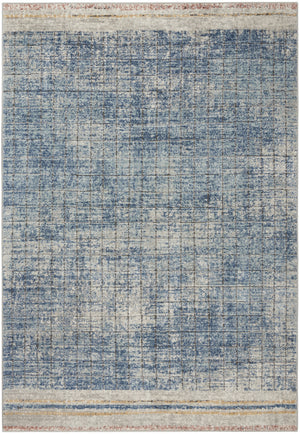 Homeroots 5' X 7' Blue Abstract Power Loom Distressed Non Skid Area Rug  Polypropylene 480305