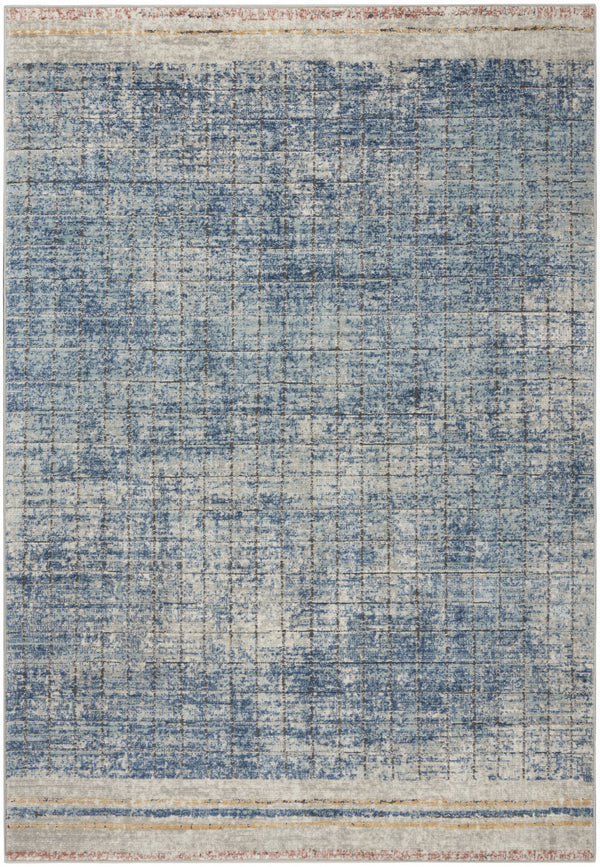 Homeroots 5' X 7' Blue Abstract Power Loom Distressed Non Skid Area Rug  Polypropylene 480305