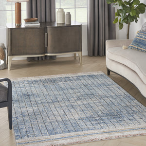 Homeroots 5' X 7' Blue Abstract Power Loom Distressed Non Skid Area Rug  Polypropylene 480305