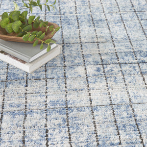 Homeroots 5' X 7' Blue Abstract Power Loom Distressed Non Skid Area Rug  Polypropylene 480305