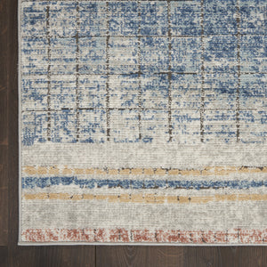 Homeroots 5' X 7' Blue Abstract Power Loom Distressed Non Skid Area Rug  Polypropylene 480305