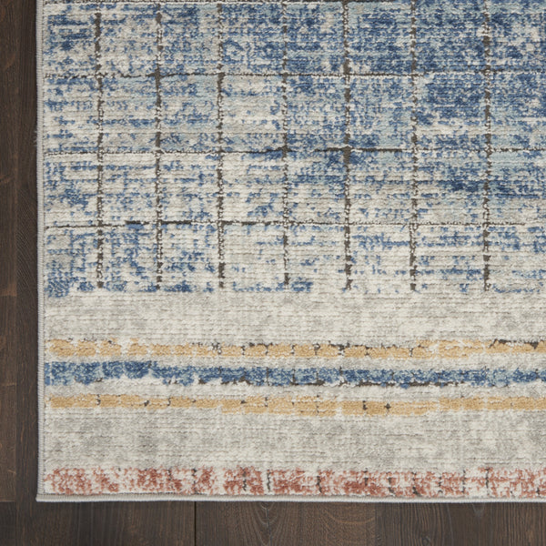 Homeroots 5' X 7' Blue Abstract Power Loom Distressed Non Skid Area Rug  Polypropylene 480305