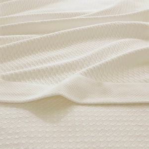 JLA Home Madison Park - Blanket premium Egyptian cotton throw for everyday softness, breathability, durable finish and style Ivory MP51N-5173