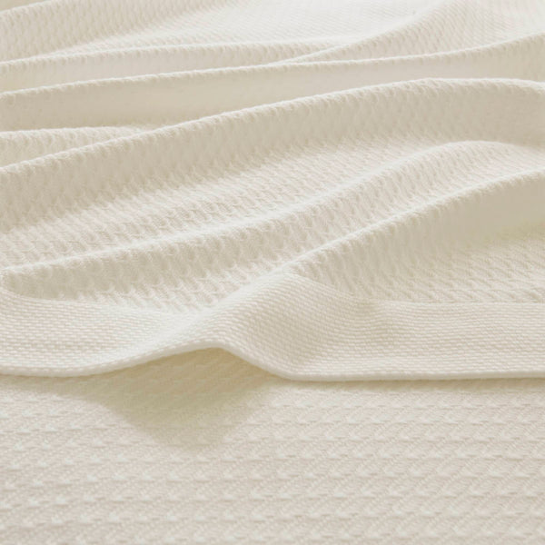 JLA Home Madison Park - Blanket premium Egyptian cotton throw for everyday softness, breathability, durable finish and style Ivory MP51N-5173