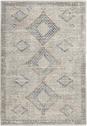 Homeroots 5' X 7' Ivory Grey And Blue Southwestern Power Loom Non Skid Area Rug  Polypropylene 480320