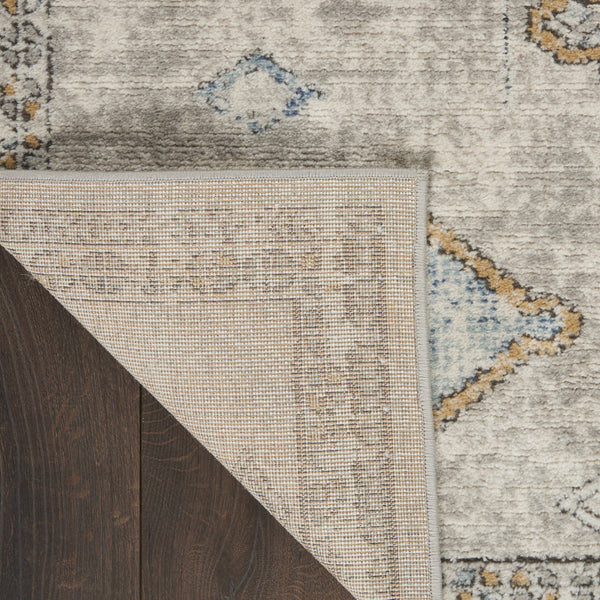 Homeroots 5' X 7' Ivory Grey And Blue Southwestern Power Loom Non Skid Area Rug  Polypropylene 480320
