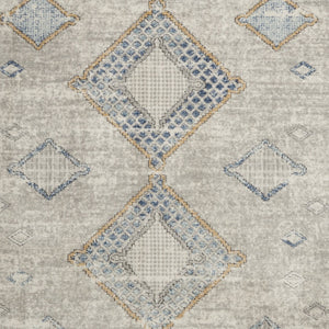 Homeroots 5' X 7' Ivory Grey And Blue Southwestern Power Loom Non Skid Area Rug  Polypropylene 480320