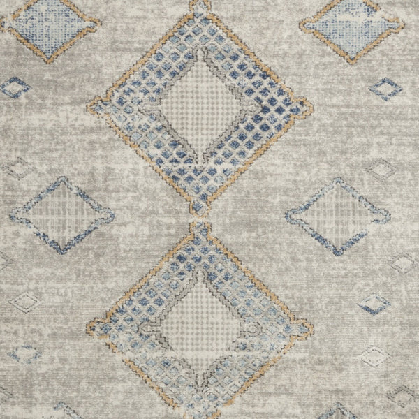 Homeroots 5' X 7' Ivory Grey And Blue Southwestern Power Loom Non Skid Area Rug  Polypropylene 480320