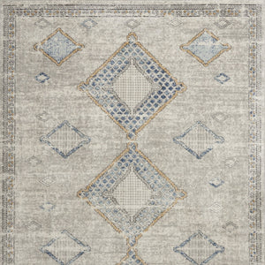 Homeroots 5' X 7' Ivory Grey And Blue Southwestern Power Loom Non Skid Area Rug  Polypropylene 480320