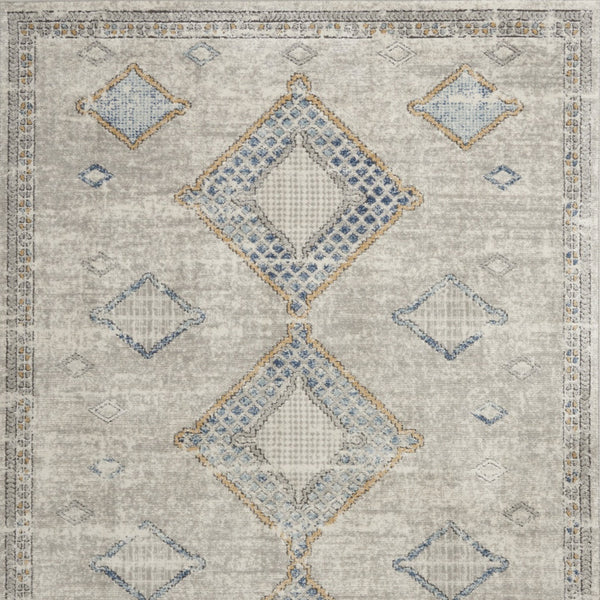 Homeroots 5' X 7' Ivory Grey And Blue Southwestern Power Loom Non Skid Area Rug  Polypropylene 480320