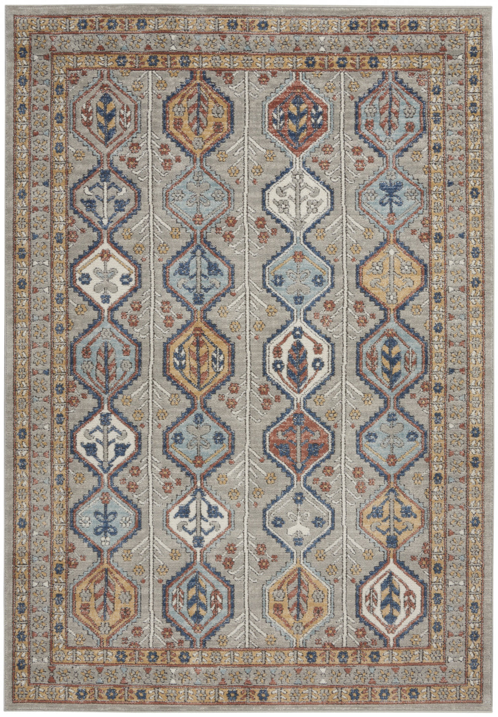 Homeroots 5' X 7' Grey Southwestern Power Loom Non Skid Area Rug  Polypropylene 480330