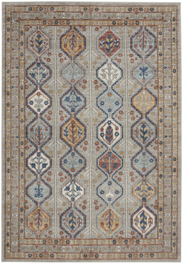 Homeroots 5' X 7' Grey Southwestern Power Loom Non Skid Area Rug  Polypropylene 480330