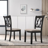 English Elm Arroyo 7-Piece Dining Set, Hairpin Dining Table With 6 Cross-Back Chairs, Rich Black