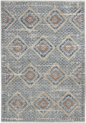 Homeroots 5' X 7' Blue And Ivory Southwestern Power Loom Non Skid Area Rug  Polypropylene 480340