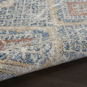 Homeroots 5' X 7' Blue And Ivory Southwestern Power Loom Non Skid Area Rug  Polypropylene 480340