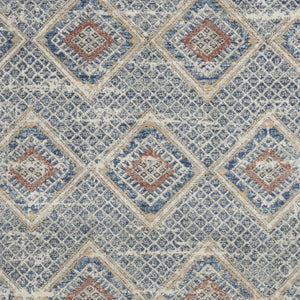 Homeroots 5' X 7' Blue And Ivory Southwestern Power Loom Non Skid Area Rug  Polypropylene 480340